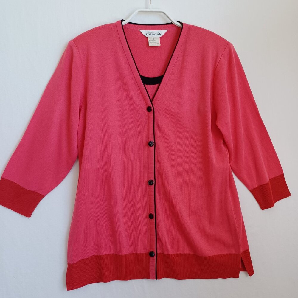 Misook Sweater Set Twin Set Knit Cardigan and Tank Womens Small - Picture 2 of 16